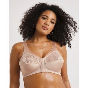 Glamorise MagicLift Front Closure Bra Size 48C Light Pink‎ Wireless Comfortable